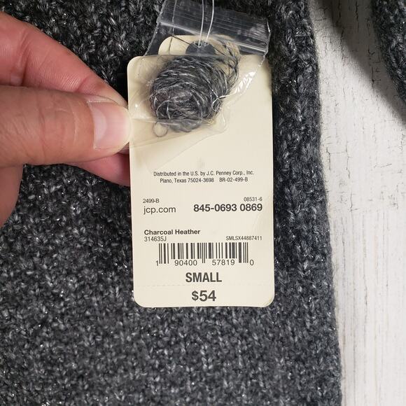 NWT St. John's Bay Gray Metallic Heavyweight Crew Neck Sweater Womens Size Small - Picture 6 of 11
